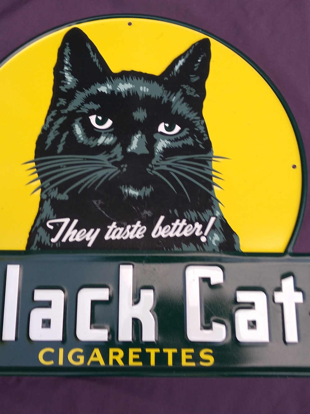 Cigarettes Retro Cat Sign - Yellow & Black